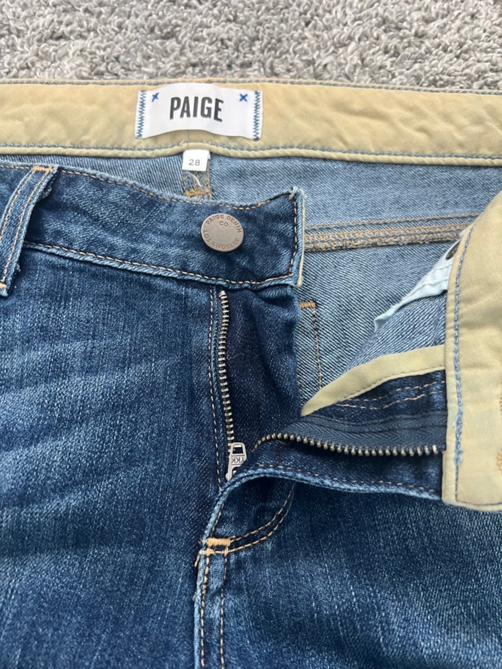Paige Jimmy Jimmy Distressed Medium Blue Crop Stretch Denim Jeans - Size 28 - Picture 8 of 13